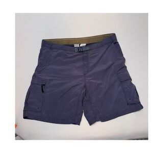 Columbia Mens Cargo Shorts Blue Size L Hiking Outdoor Belted Mesh Lined Cotton